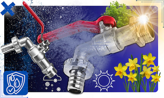 Totalstore Sphärische Wasserhahn 3/4 mit Verbinder Gartenschlauch Wasserhahn Mauser