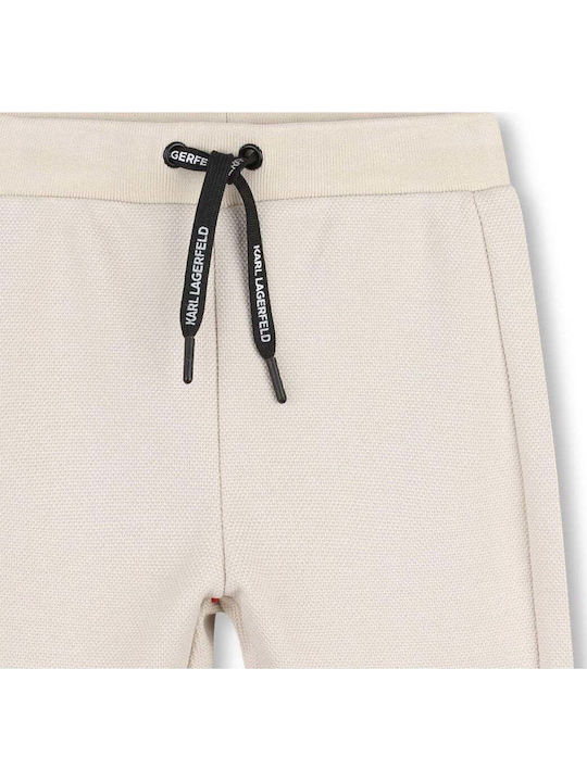 Kids Sweatpants Set Beige With Light Blue