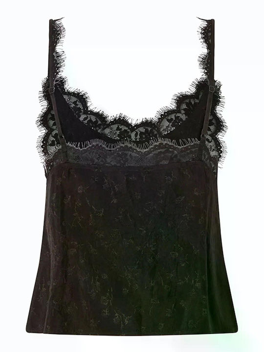 Bluza Damă Lingerie Top Floral Cu Dantelă Maro