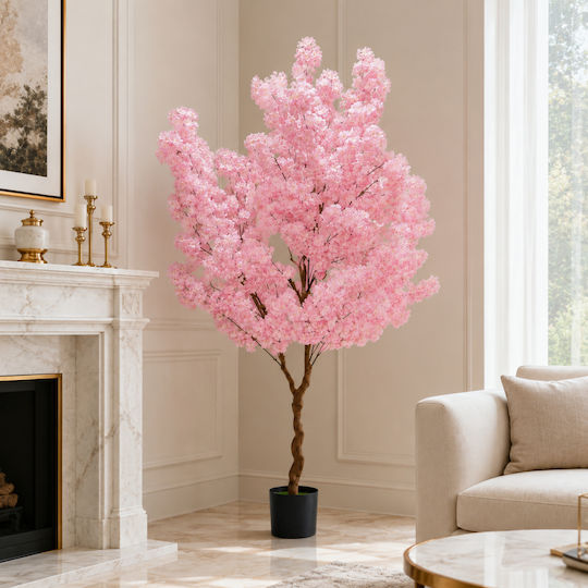 Artificial Blooming Pink Cherry Potted Plant 210cm 87217-2