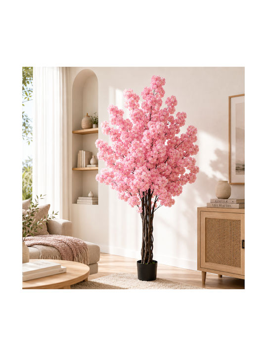 Künstliche Kirsche Fuchsie 6 Gewebte Stämme Topfpflanze 210cm 87219-3