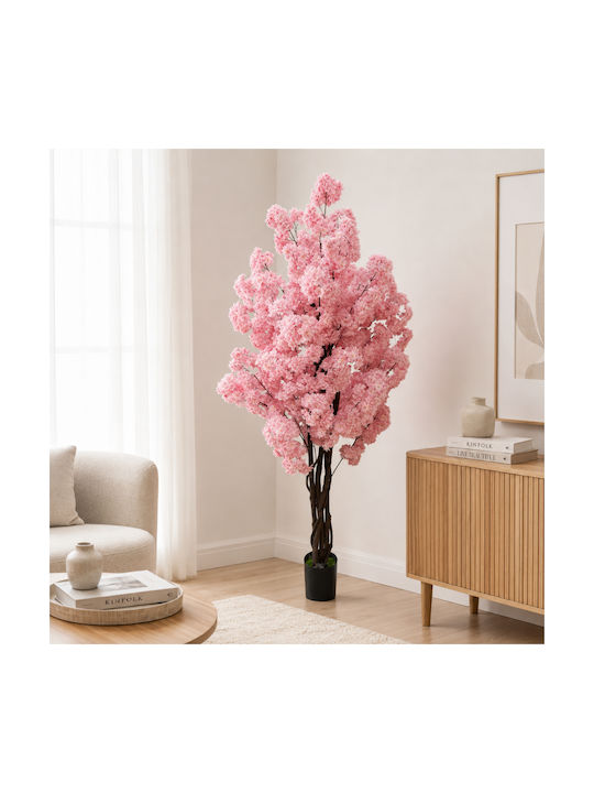 Artificial Pink Cherry 6 Woven Trunks Potted Plant 210cm 87219-2