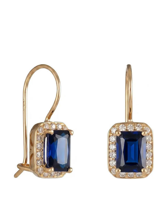 Ohrringe Hängend aus Gold 14K mit blauen Steinen Ohrringe Hängend aus Gold 14K mit blauen Steinen