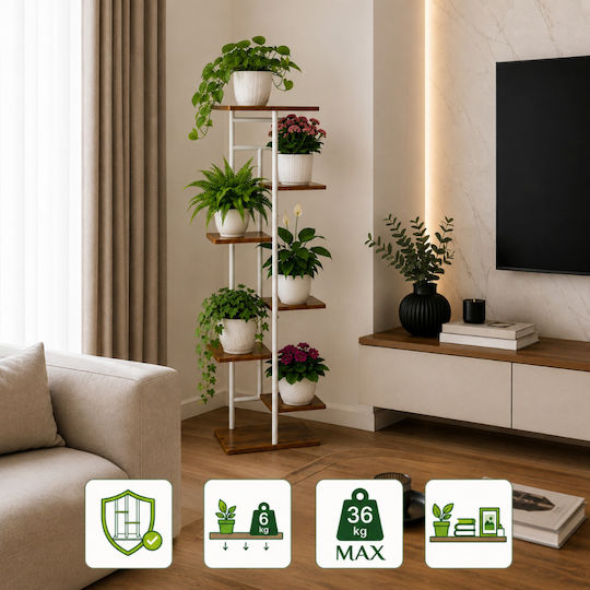 Suport Metalic Alb Pentru Plante 120x42x23.5cm