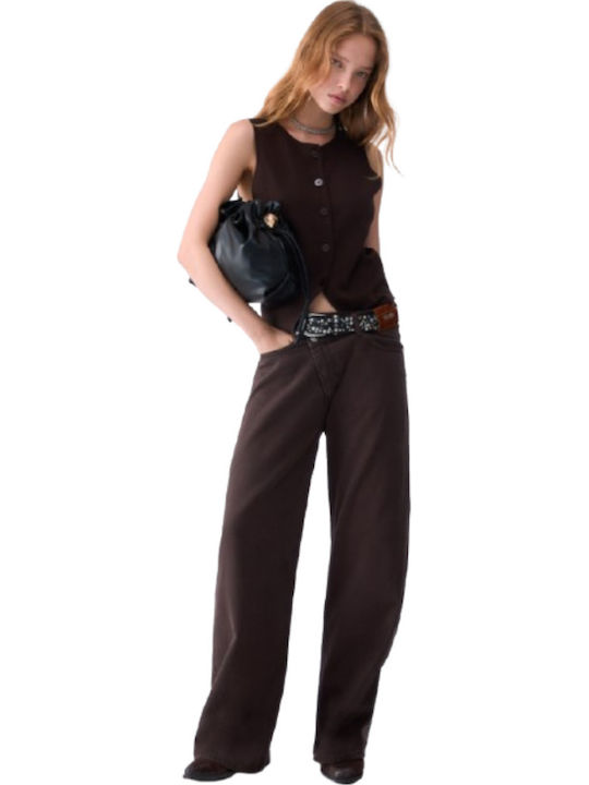 Women's Jeans Pants Straight Leg Brown