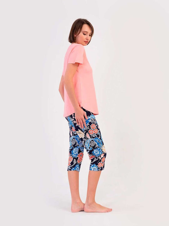Vienetta Secret Sommerliches Damen-Pyjama-Set Baumwolle Rosa
