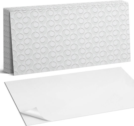 Vinyl Tile Set Decorative Pattern Kitchen Or Bathroom Waves Circles On Background 6x60x30 Cm