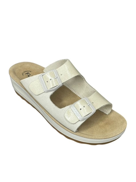 Кожени Дамски Анатомични Сандали Flatforms Екрю ГΥ-08459-11-4
