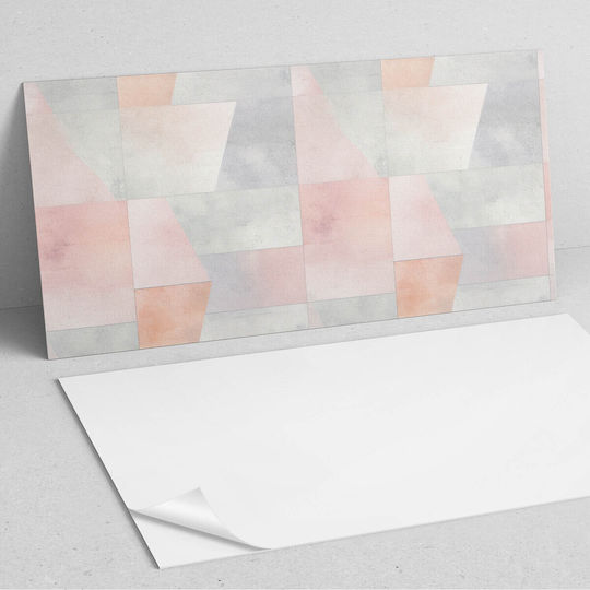 Printed Vinyl Tile Set Bedroom Decoration Geometric Pastel Colors 6x60x30 Pieces