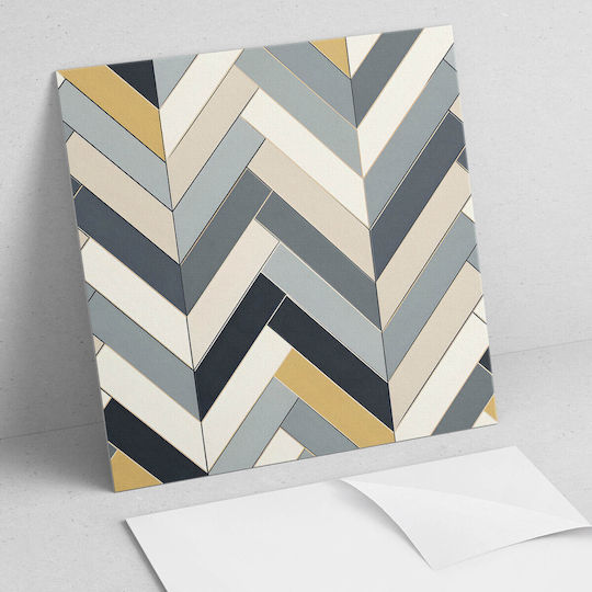 Plăci de Faianță din Vinil Gata de Montat Imprimare Decorativă Herringbone 4x50x50 Bucăți