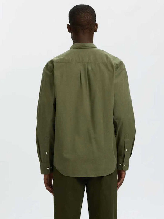 Long Sleeve Flannel Shirt in Regular Fit Vetiver