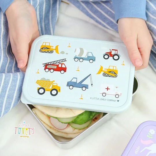 A Little Lovely Company Vehicles Stainless Steel Kids' Dinner Set 0.35lt Silver
