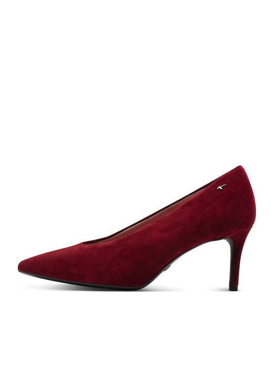Leder Pumps mit Mittlerem Absatz Burgundisch