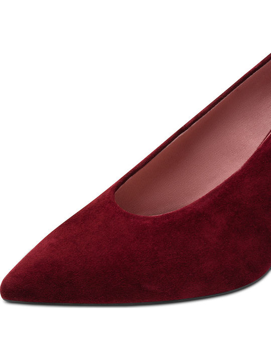 Leder Pumps mit Mittlerem Absatz Burgundisch