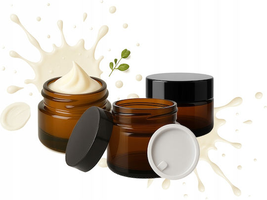 5x Glass Jar Brown Jar 5g Dark Glass Samples Cream-Ointment-Balm
