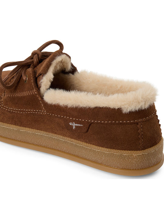 Leather Women's Moccasins in Tabac Brown