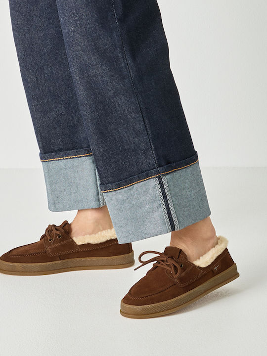 Leather Women's Moccasins in Tabac Brown