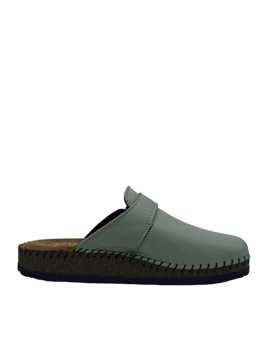 Anatomic Leather Clogs Women's Slippers Green