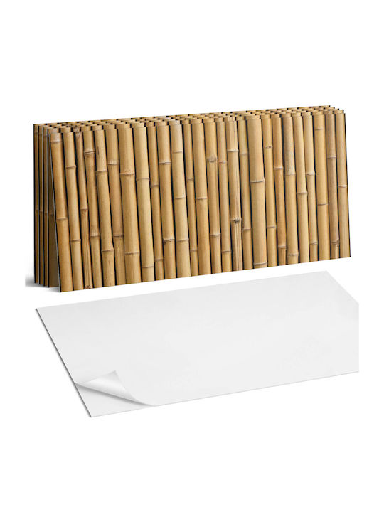 Plăci de faianță din vinil Decor bucătărie sau baie Textură naturală bambus 6x60x30 bucăți