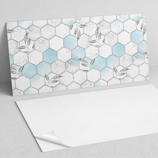 Vinyl Panel Decoration Kitchen Or Bathroom 100x50 Cm Hexagonal Design Leaves