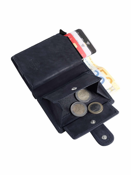 Кожен Мъжки Портфейл с RFID Син