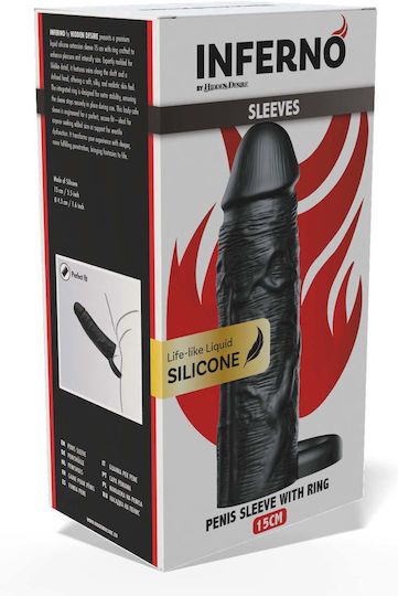 Hidden Desire Inferno Penis-Verlängerung Silikon Penisring 15 Cm Schwarz
