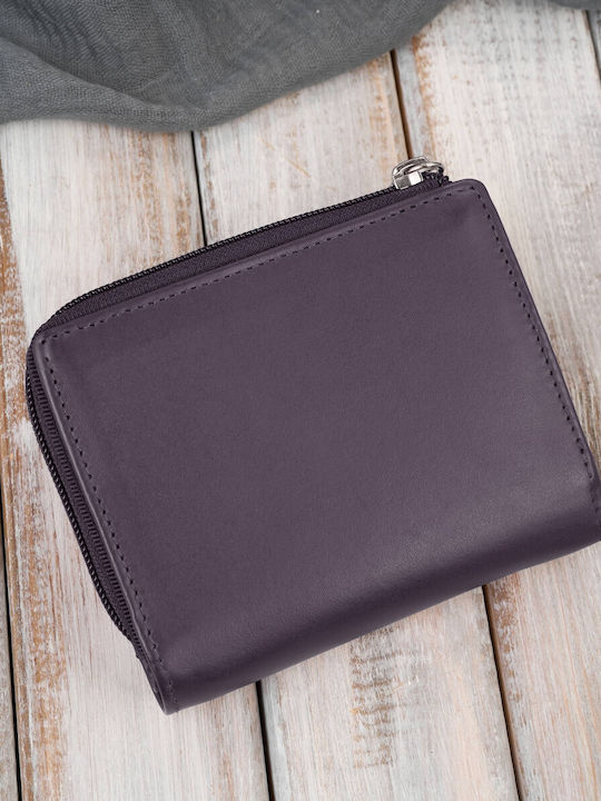Малък Дамски Портфейл от Естествена Кожа с RFID Лилав