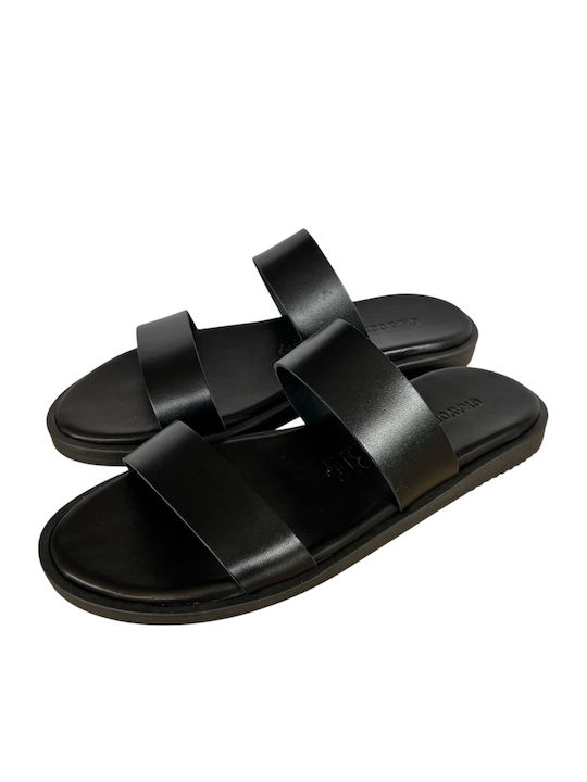 Leder Herrensandalen in Schwarz Farbe