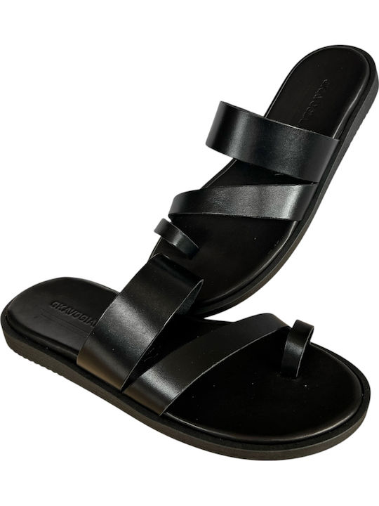Leder Herrensandalen in Schwarz Farbe