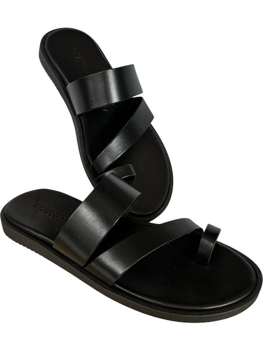 Leder Herrensandalen in Schwarz Farbe