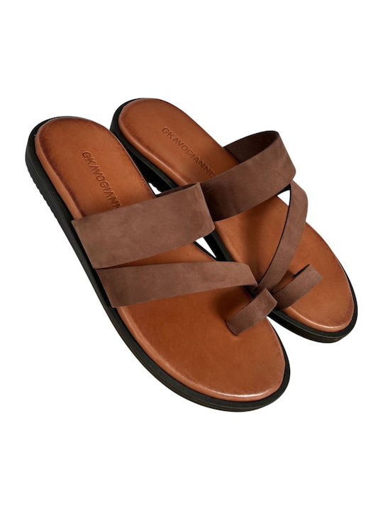 Leather Men's Sandals in Brown Color