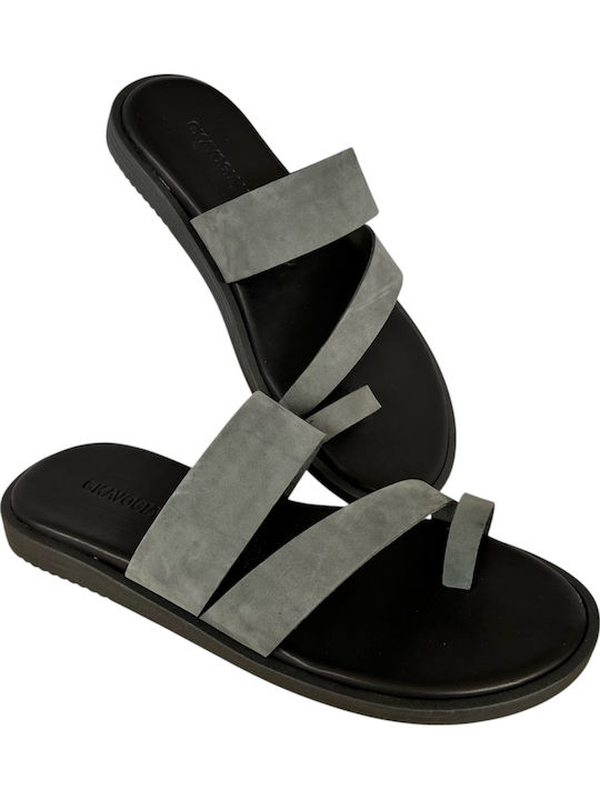 Leder Herrensandalen in Grau Farbe