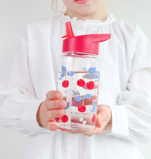 A Little Lovely Company Plastic Kids Water Bottle Thermos with Straw Non Spill Tritan 450ml