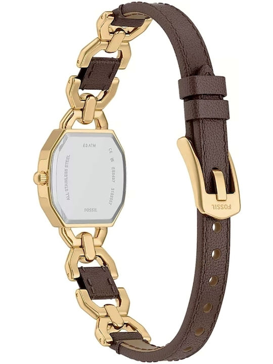 Fossil Trei Ceasuri Dama 22mm Baterie Cu Brățară Din Metal Auriu Fossil Trei Ceasuri Dama 22mm Baterie Cu Brățară Din Metal Auriu