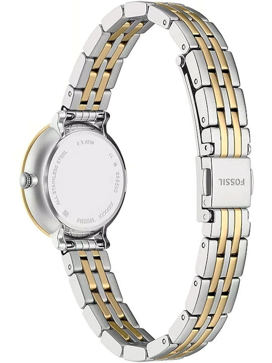 Fossil Three Ceas Baterie Cu Brățară Din Metal Fossil Three Ceas Baterie Cu Brățară Din Metal