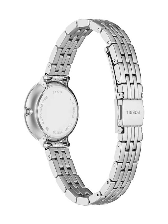 Fossil Trei Ceasuri Dama 26mm Baterie Cu Brățară Din Metal Argintie Fossil Trei Ceasuri Dama 26mm Baterie Cu Brățară Din Metal Argintie