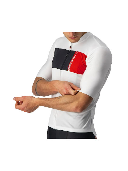 Castelli Tricou De Ciclism Pentru Bărbați Cu Mâneci Scurte Alb