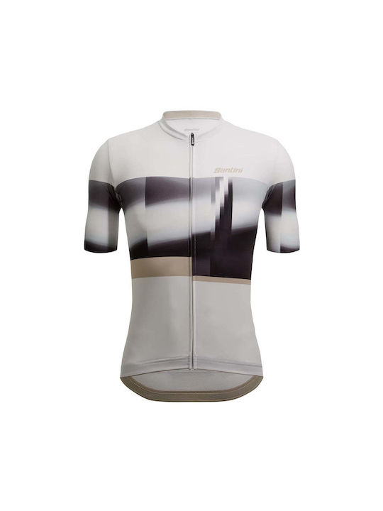Santini Tricou De Ciclism Pentru Bărbați Mâneci Scurte Road Alb