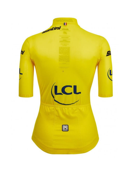 Santini Tricou De Ciclism Pentru Femei Cu Mâneci Scurte Galben