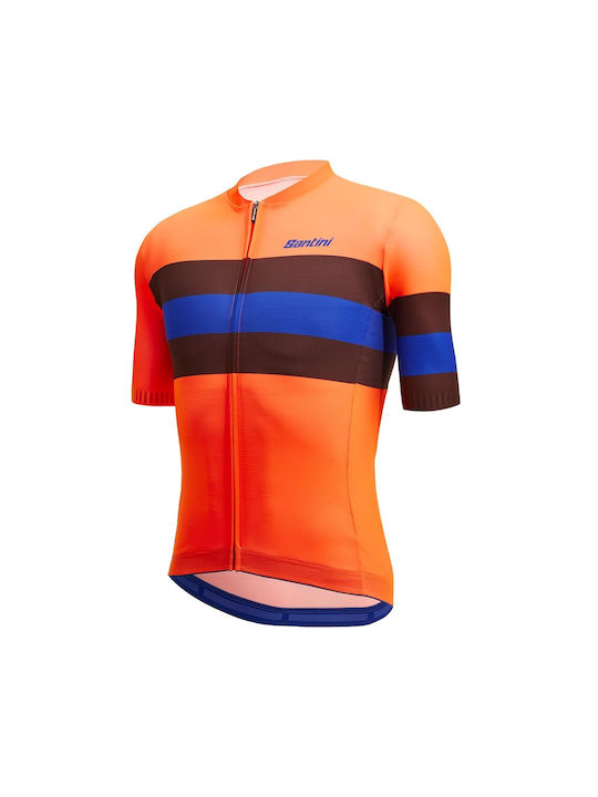 Santini Tricou De Ciclism Pentru Bărbați Cu Mâneci Scurte Portocaliu Santini Tricou De Ciclism Pentru Bărbați Cu Mâneci Scurte Portocaliu