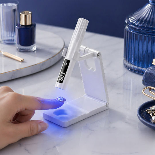 Lampă LED UV cu suport Zola Portabilă Afișaj LCD 30/60 S Cablu USB-C 11 × 2 × 1.6 Cm Albă