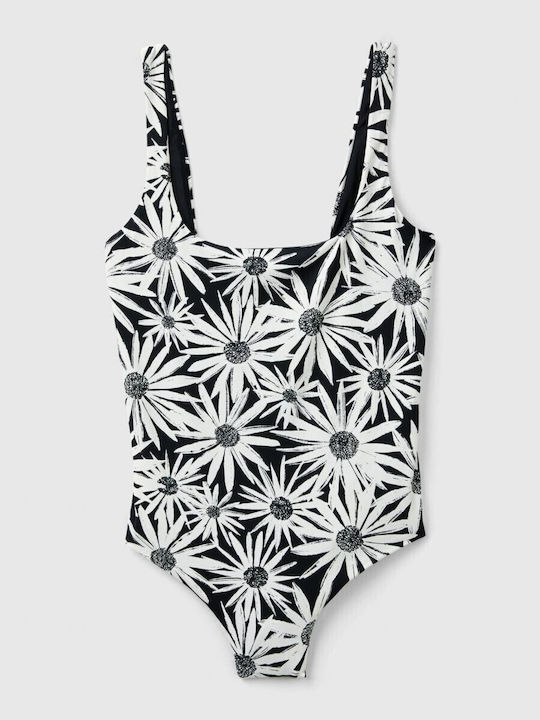 Badeanzüge Blumen Schwarz