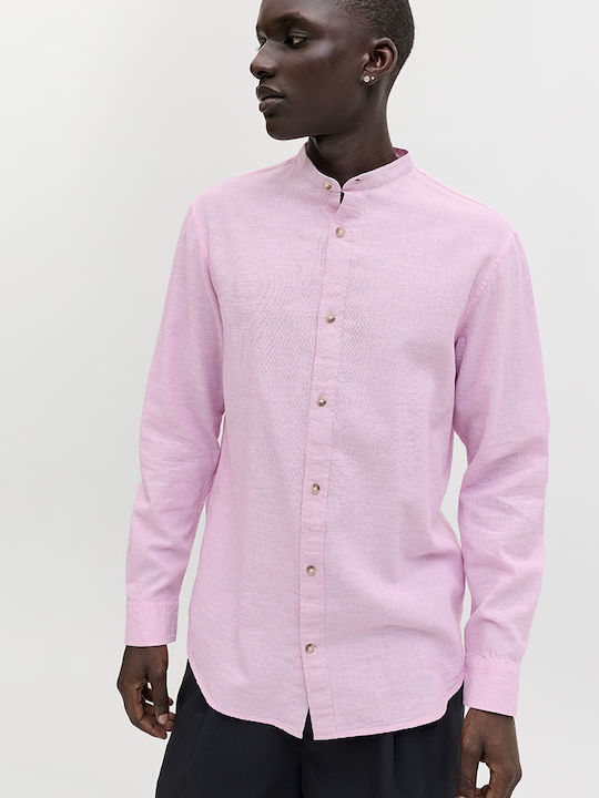 Long Sleeve Linen Shirt In Regular Fit Prism Pink
