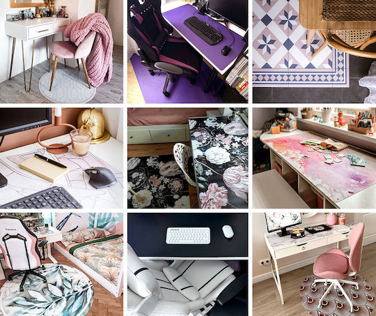 Προστατευτικό Χαλί Επιφάνειας Γραφείου Γεωμετρικό Τρισδιάστατο Σχέδιο 90x45 Εκ