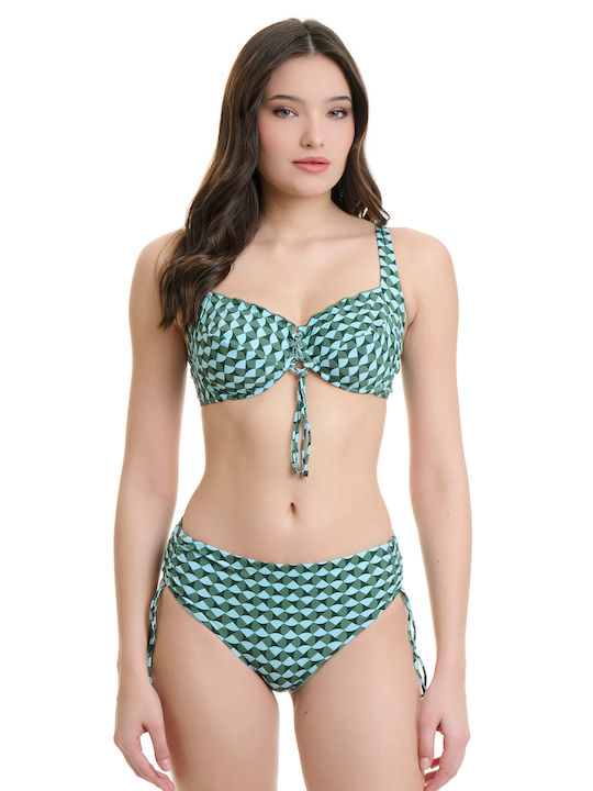Bikini Set High Waist Turquoise Pattern