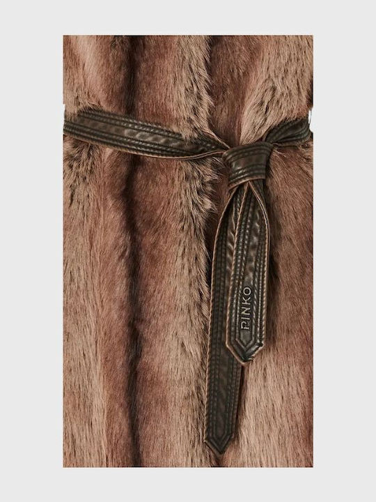 Sleeveless Short Women's Fur Brown