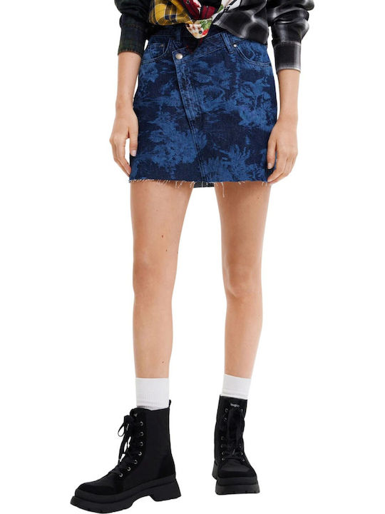 Florence Τζιν Ψηλόμεση Mini Φούστα Navy Μπλε
