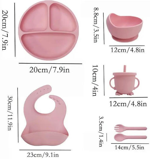 Silicone Feeding Set with Anti-Slip Base Grey 6 Pieces