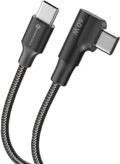 Forcell USB 2.0 Cable USB-C Male - USB-C 60W Black 1.2m
