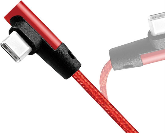 LogiLink Angle (90°) / Braided USB 2.0 Cable USB-C male - USB-A Red 1m (CU0146)